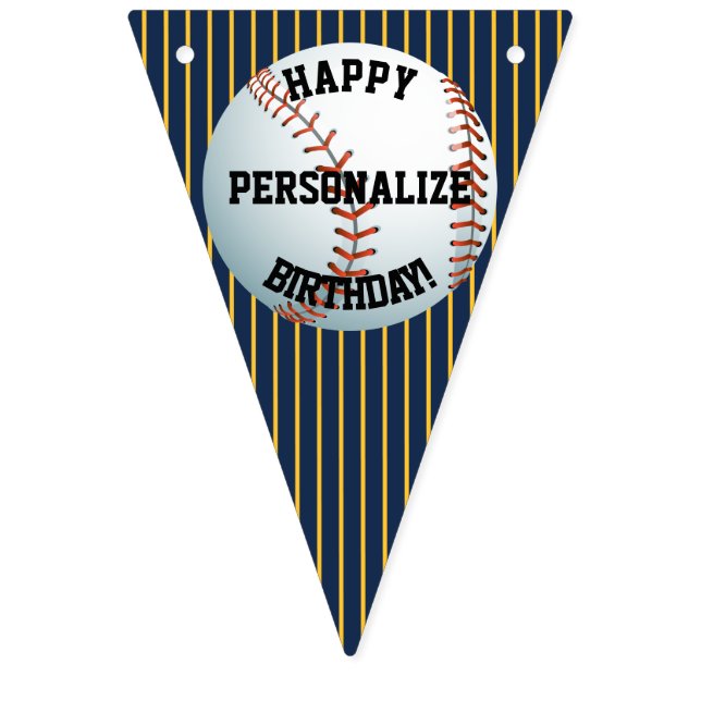 Personalized Baseball Happy Birthday Bunting Flags (First Flag)