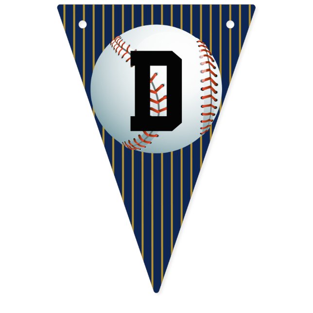 Personalized Baseball Happy Birthday Bunting Flags (Thirteenth Flag)