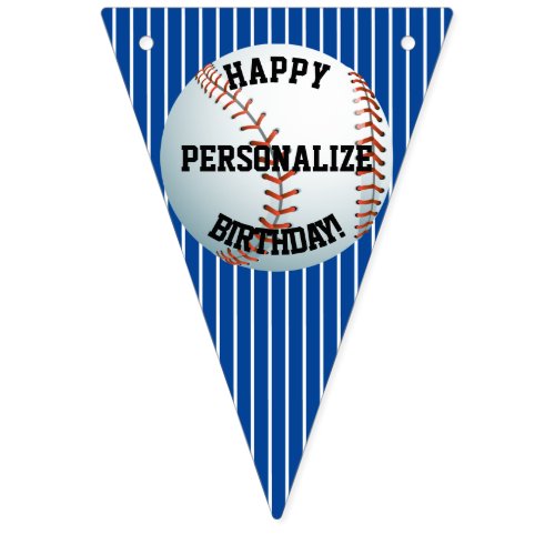 Personalized Baseball Happy Birthday Bunting Flags