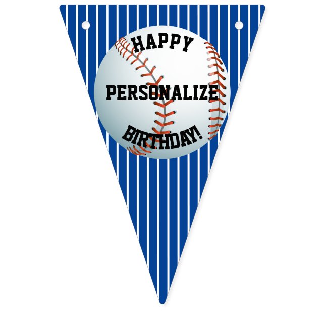 Personalized Baseball Happy Birthday Bunting Flags (First Flag)
