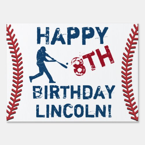 Personalized Baseball Happy Birthday Lawn Sign