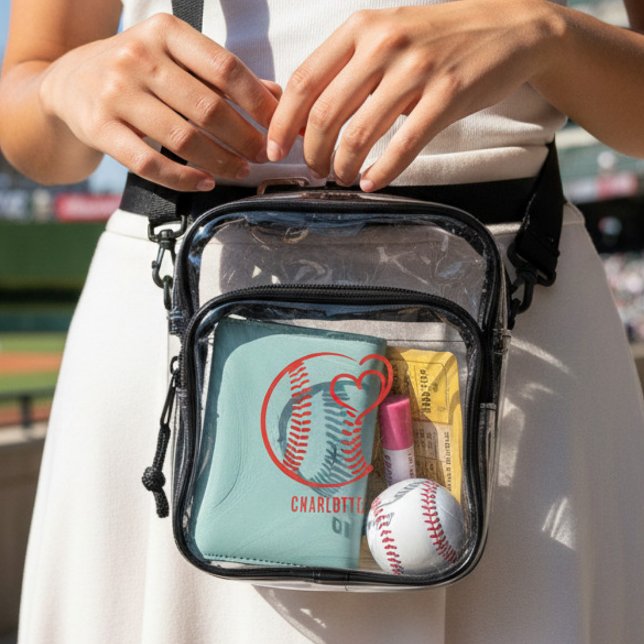 Personalized Baseball Heart Love Name Clear Crossbody Bag (Creator Uploaded)