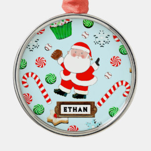 Personalized Baseball Holiday Gift Metal Ornament