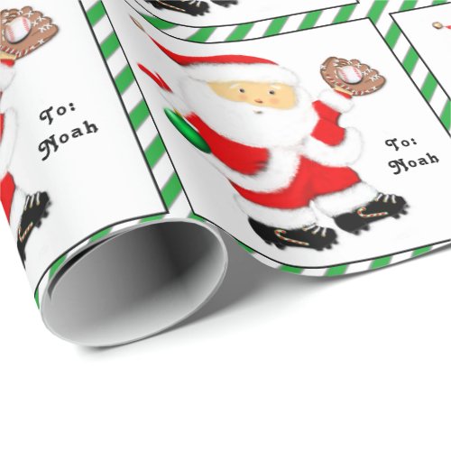 Personalized Baseball Holiday Gift Wrapping Paper