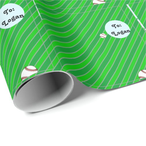 Personalized Baseball Holiday Gift Wrapping Paper