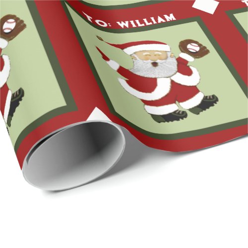 Personalized Baseball Holiday Gift Wrapping Paper