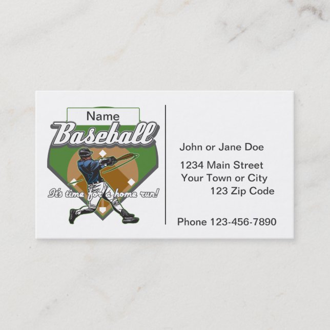 Personalized Baseball Home Run Business Card (Front)