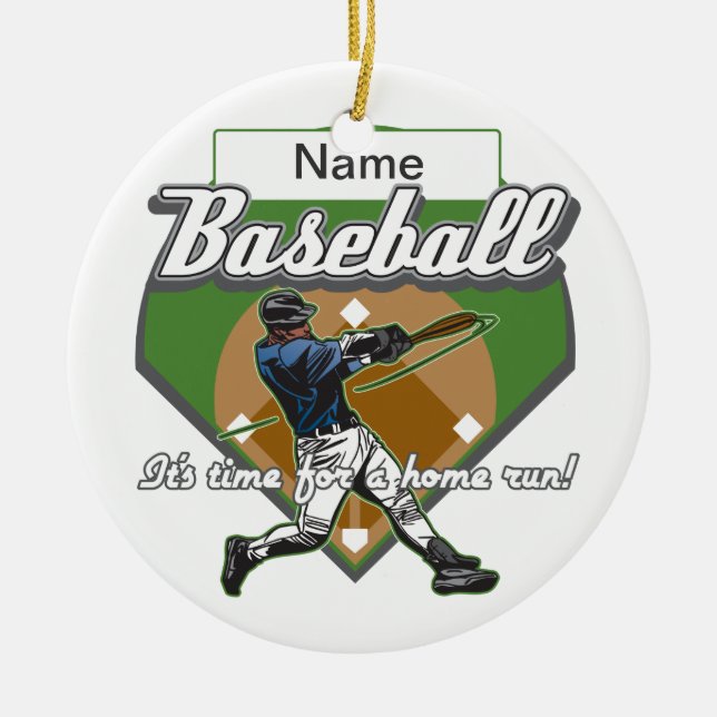 Personalized Baseball Home Run Ceramic Ornament (Front)