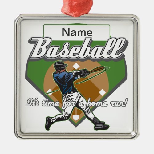Personalized Baseball Home Run Metal Ornament