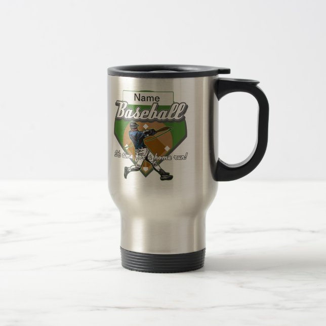 Personalized Baseball Home Run Travel Mug (Right)