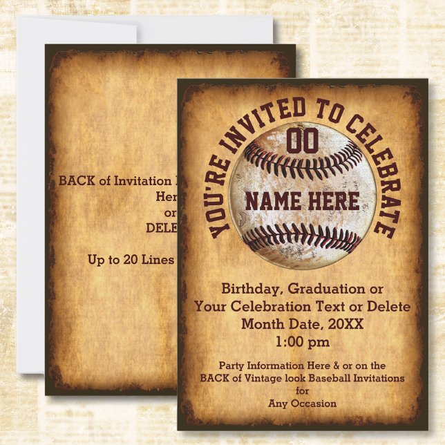 Personalized Baseball Invitation for Any Occasion (Personalized, baseball birthday invitations or baseball theme graduation party. Baseball Invitations)