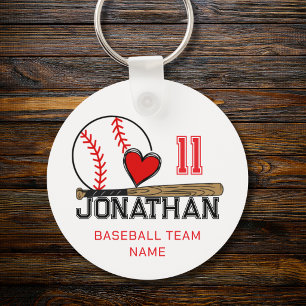 Personalized Baseball Keychain   Custom Name  Gift