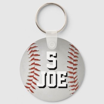 Personalized Baseball Keychain Name And Number by AartDept at Zazzle