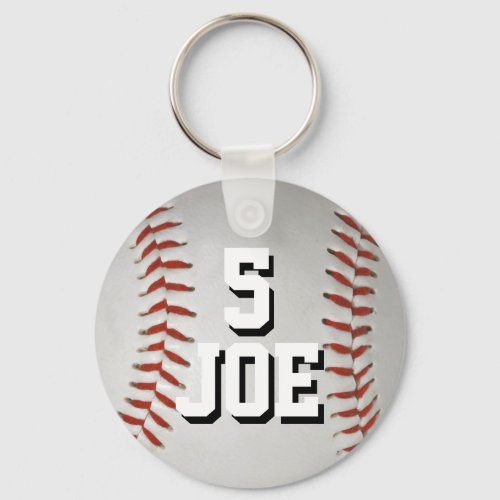 Personalized Baseball Keychain Name and Number