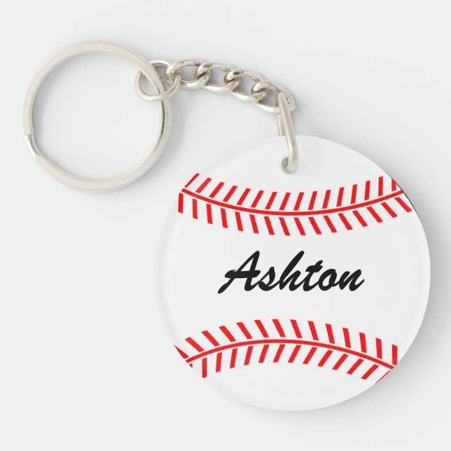 Personalized baseball keychains with custom name (Front)