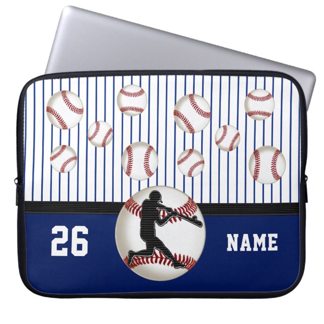 Personalized Baseball Laptop Case, Name and Number Laptop Sleeve (Front)