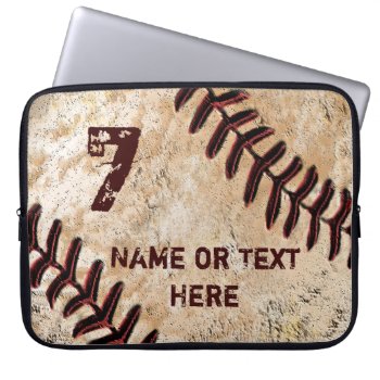 Personalized Baseball Laptop Case  Name And Number Laptop Sleeve by YourSportsGifts at Zazzle