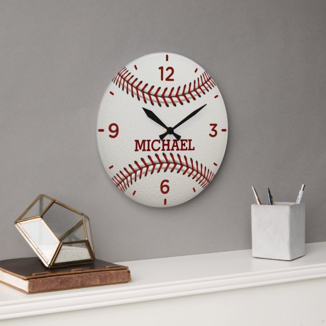Personalized Baseball  Large Clock (Office)