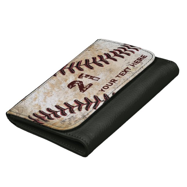Personalized Baseball Leather Wallets NAME, NUMBER (Bottom)