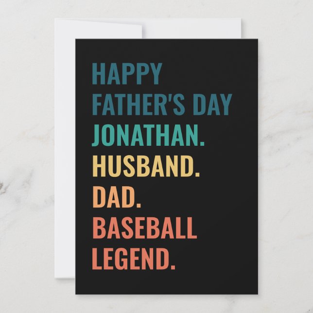 Personalized Baseball Legend Dad Father's Day  Holiday Card (Front)