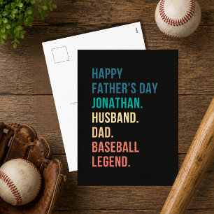 Personalized Baseball Legend Father's Day Holiday Postcard