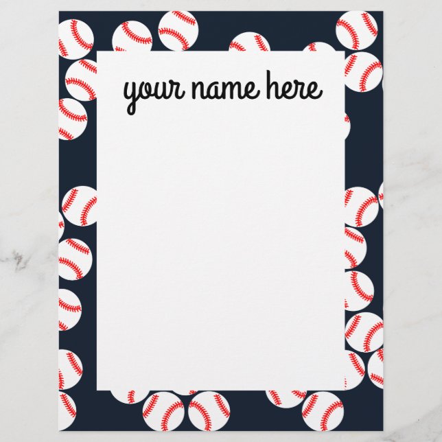 Personalized Baseball Letterhead (Front)