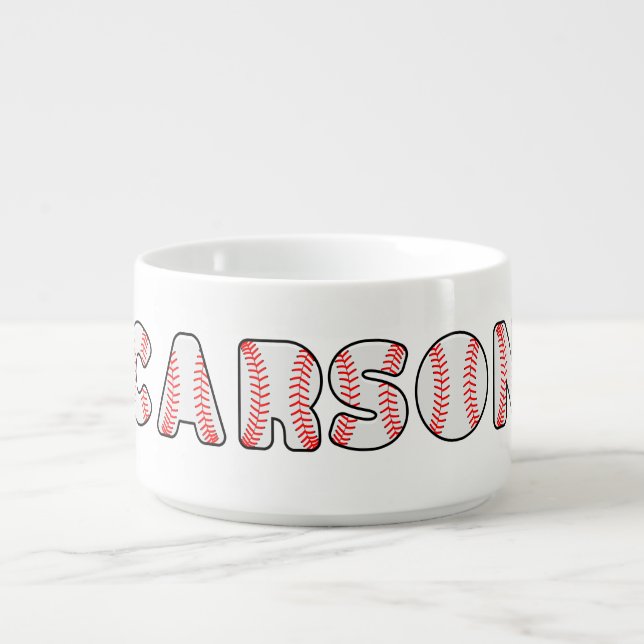 Personalized Baseball Letters Name Bowl (Center)