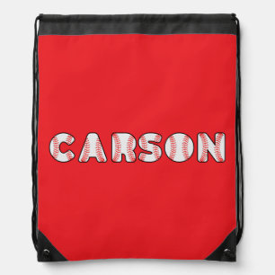 Personalized Baseball Letters Name Drawstring Bag