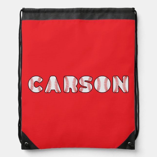 Personalized Baseball Letters Name Drawstring Bag (Front)