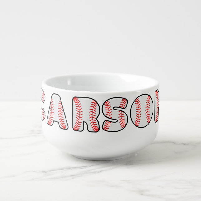Personalized Baseball Letters Name Soup Mug (Front)