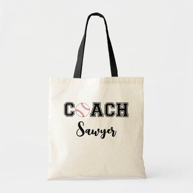 Personalized baseball / little league coach team tote bag (Front)