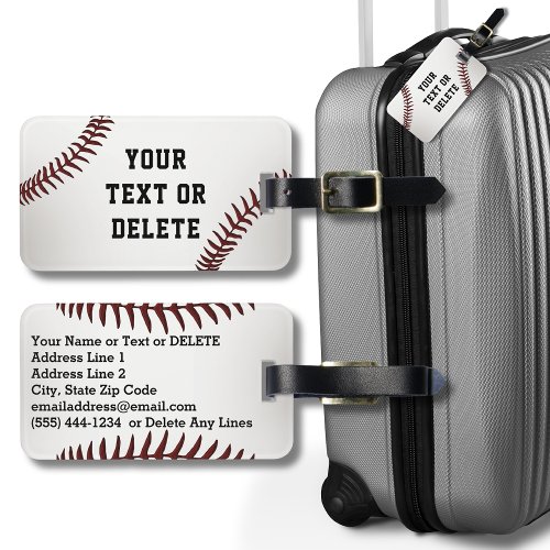 Personalized Baseball Luggage Tags with YOUR TEXT