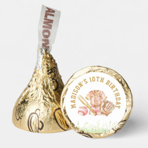 Personalized Baseball Luxury Birthday Pink Gold Hershey®'s Kisses®