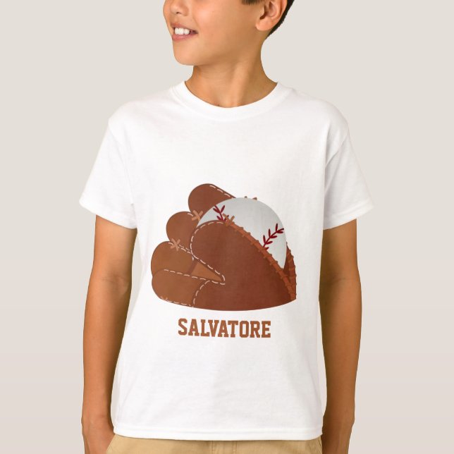 Personalized Baseball Mitt & Ball T-Shirt (Front)