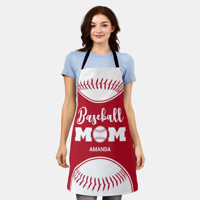 Personalized Baseball Mom Custom Name Apron (Worn)