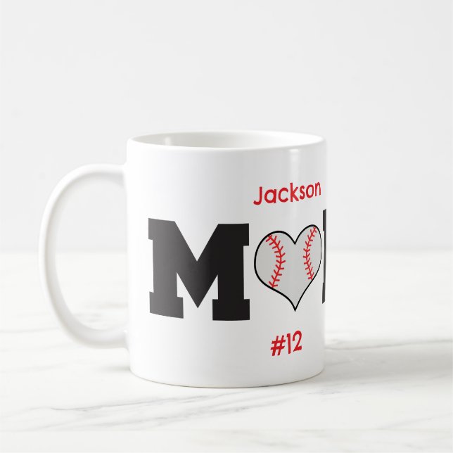 Personalized Baseball Mom Gift Coffee Mug (Left)