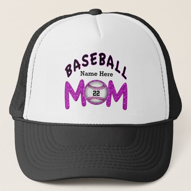 Personalized Baseball Mom Hats NUMBER and NAME (Front)