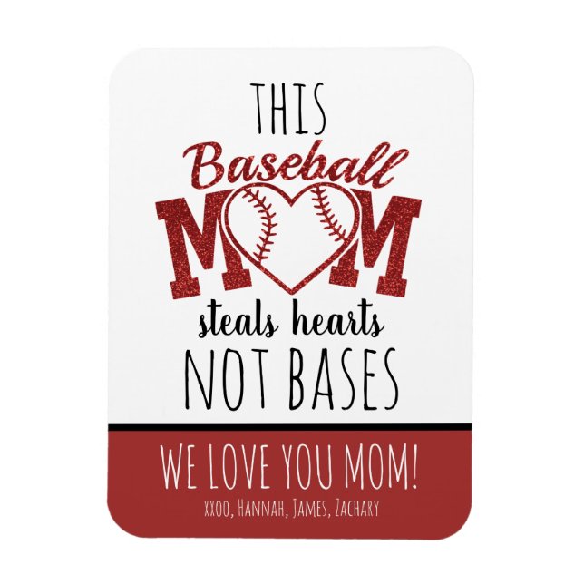 Personalized Baseball Mom Magnet (Vertical)