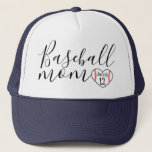 Personalized Baseball Mom Trucker Hat Heart Name at Zazzle