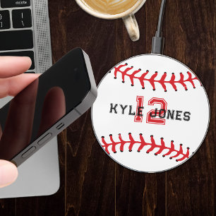 Personalized Baseball Monogrammed Name Number Wireless Charger