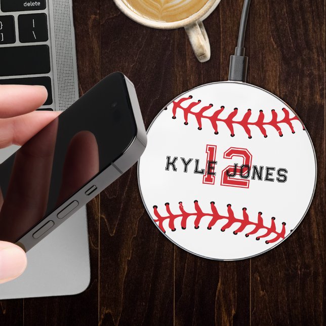 Personalized Baseball Monogrammed Name Number  Wireless Charger (Creator Uploaded)
