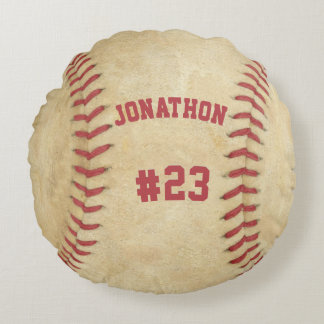 Personalized Baseball Name and Number Round Pillow