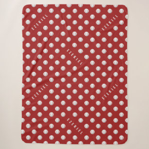 Personalized Baseball Name Blanket – Red & White