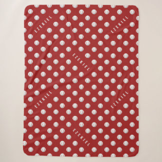 Personalized Baseball Name Blanket – Red & White