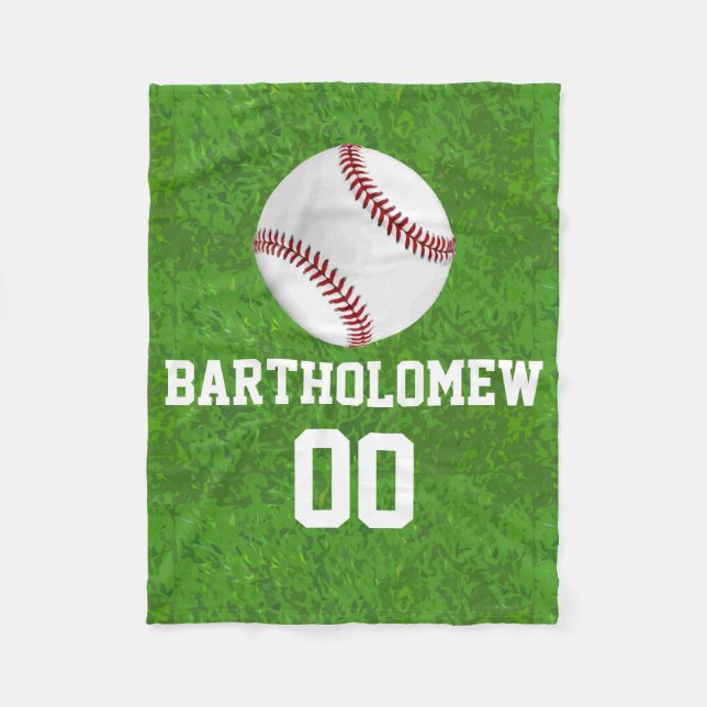 Personalized Baseball Name/Number Boys Kids Fleece Blanket (Front)