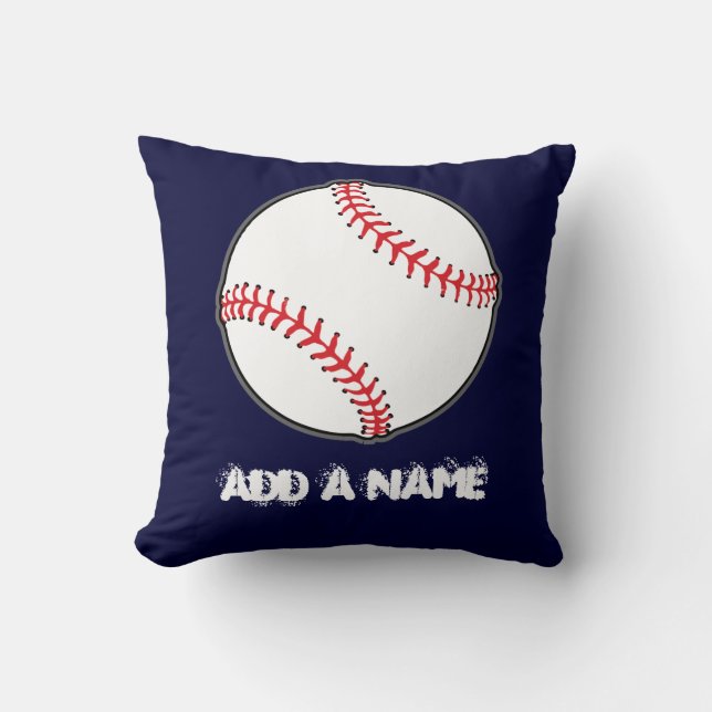 Personalized Baseball navy Blue pillow, Add A name Throw Pillow (Front)