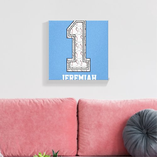 Personalized Baseball Number 1 Canvas Print