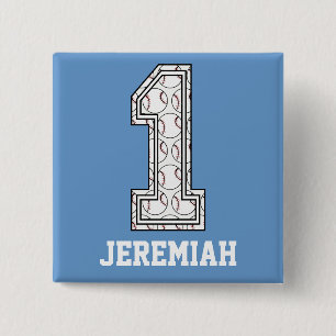 Personalized Baseball Number 1 Pinback Button