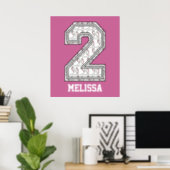 Personalized Baseball Number 2 Poster (Home Office)