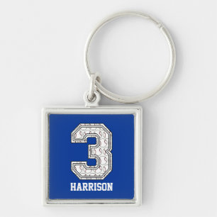 Personalized Baseball Number 3 Keychain